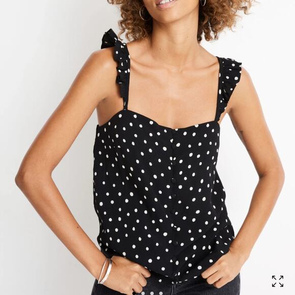 Madewell Black and White Polka Dot size 4 top - Picture 1 of 9